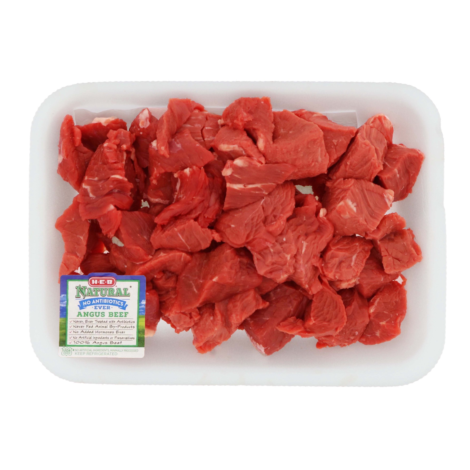 slide 1 of 1, H-E-B Natural Extra Lean Beef Stew Meat - USDA Choice, per lb