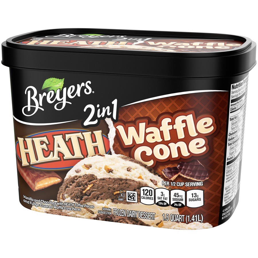 slide 3 of 8, Breyer's Breyers Frozen Dairy Dessert 2in1 Heath Waffle Cone, 1.5 Qt, 1.5 qt