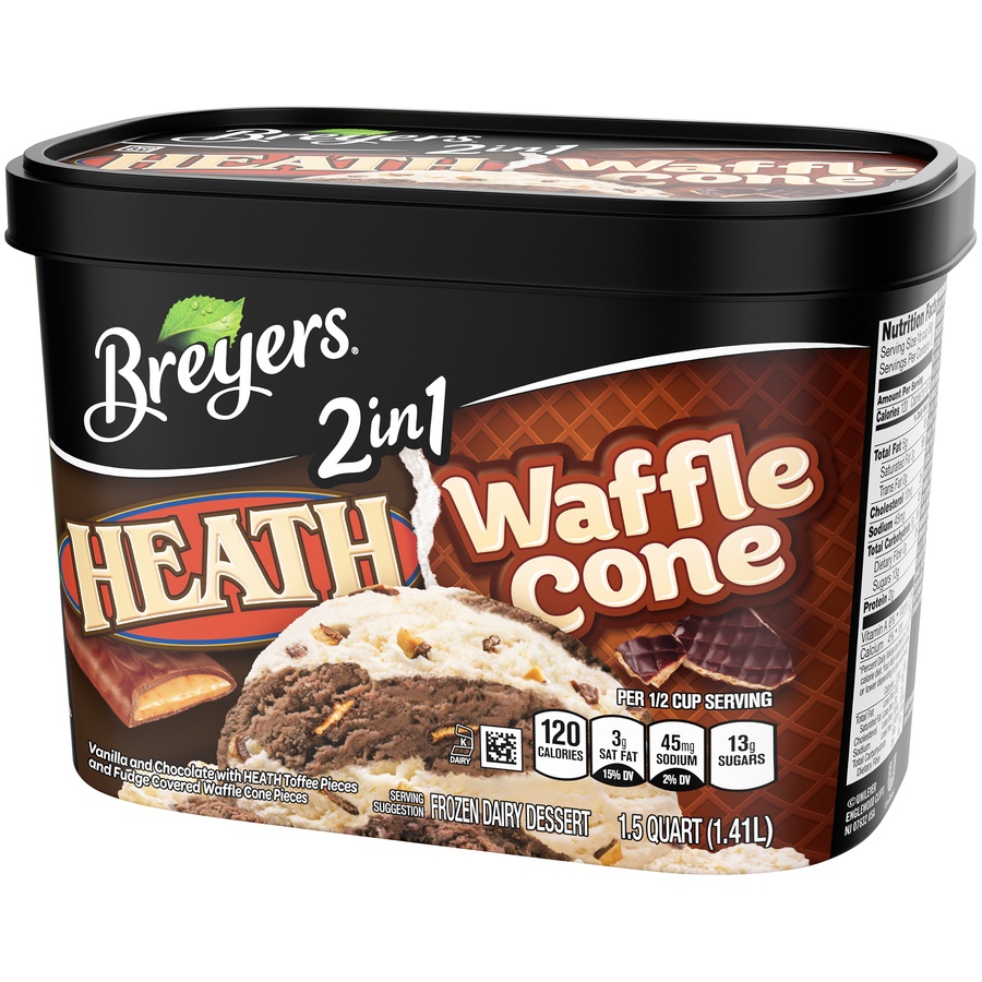 slide 3 of 8, Breyers 2n1 Heath/Waffle Cone Ice Cream, 48 oz