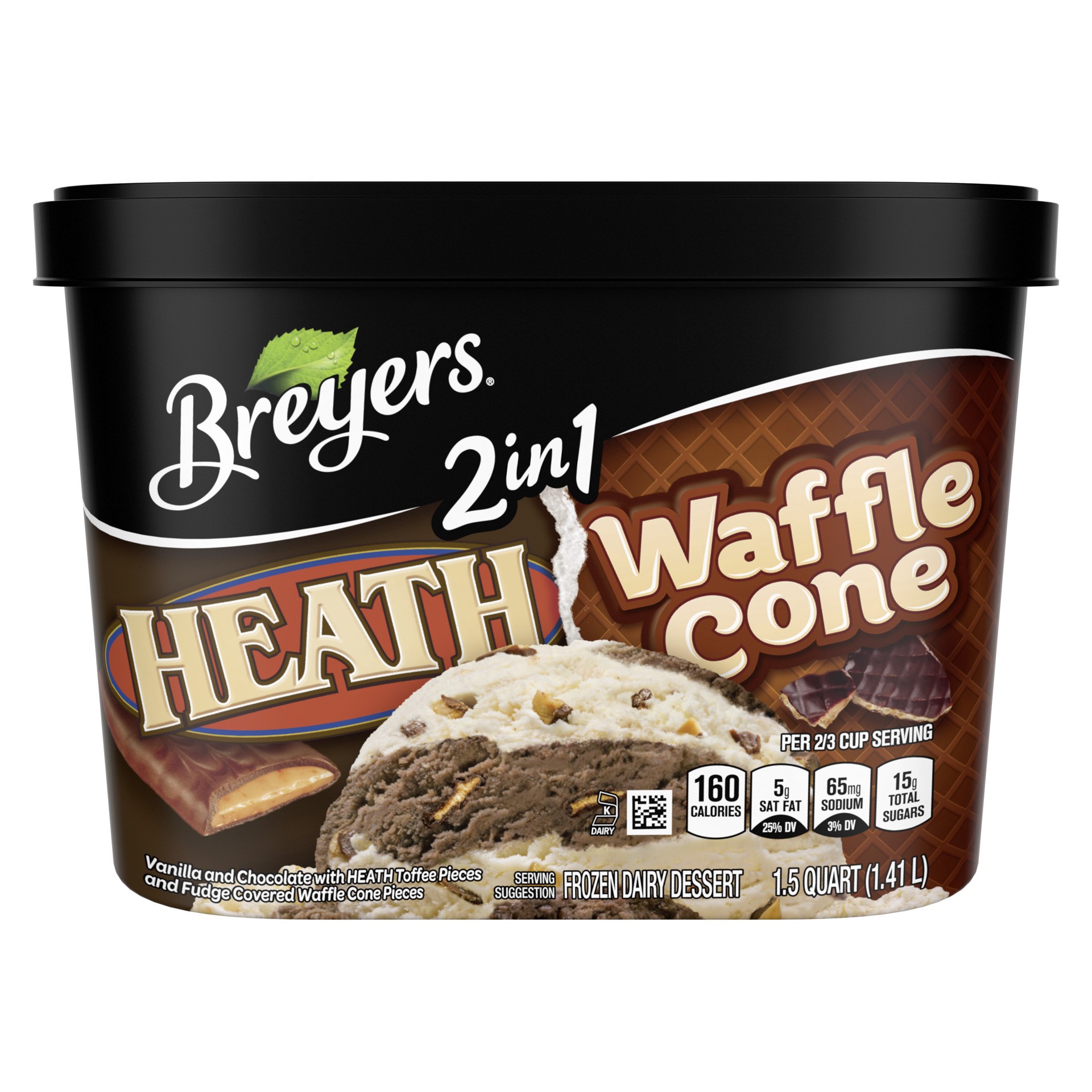 slide 1 of 8, Breyer's Breyers Frozen Dairy Dessert 2in1 Heath Waffle Cone, 1.5 Qt, 1.5 qt