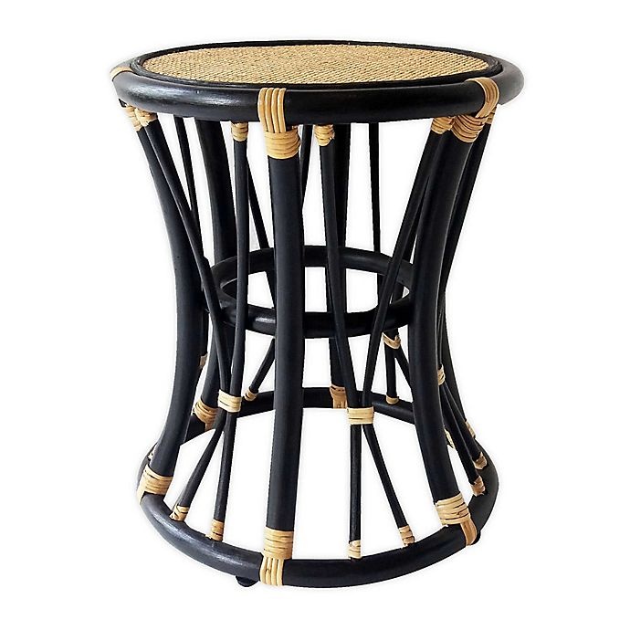 slide 1 of 6, Global Caravan Marari Rattan Round Accent Table - Black, 16 in