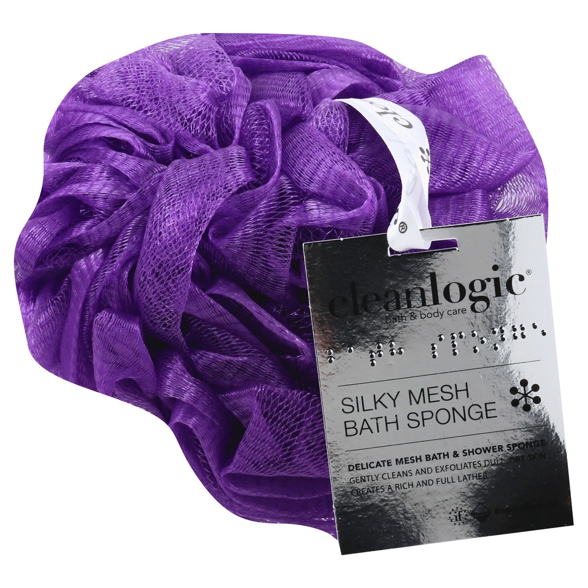 slide 5 of 9, cleanlogic Silky Mesh Bath Sponge 1 ea, 1 ct