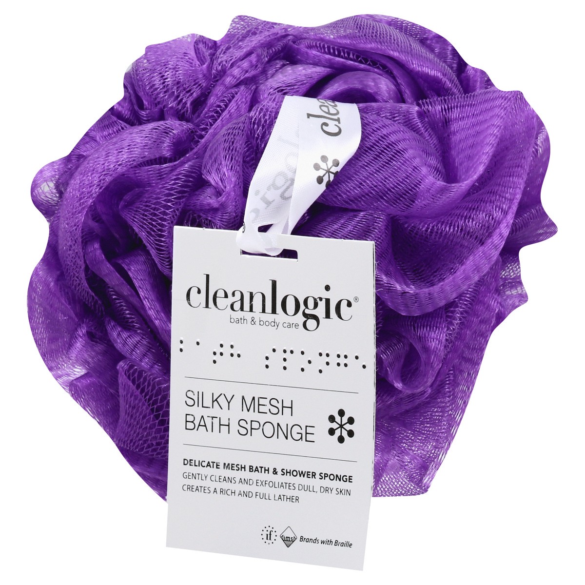 slide 2 of 9, cleanlogic Silky Mesh Bath Sponge 1 ea, 1 ct