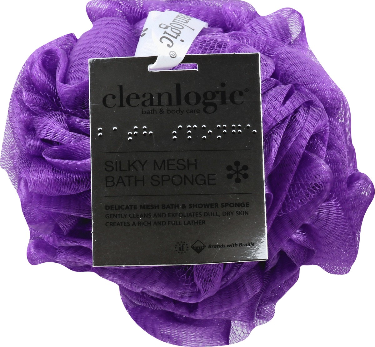 slide 6 of 9, cleanlogic Silky Mesh Bath Sponge 1 ea, 1 ct
