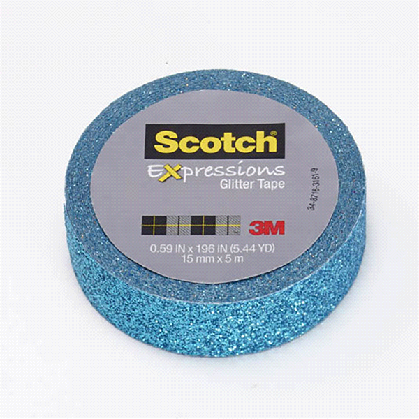 slide 1 of 1, Scotch Expressions Glitter Tape, Teal Blue, 0.59 in x 196 in