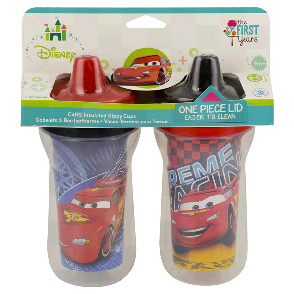 slide 1 of 1, The First Years Cars Insulated Sippy Cup Pack, 2 ct