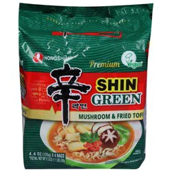 Nongshim Premium Shin Green Ramyun Noodles with Seasoning Mix 4 - 4.4 oz Bags