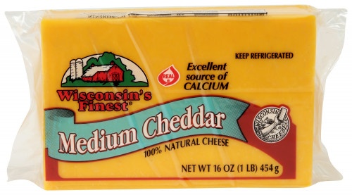 slide 1 of 1, Wisconsin's Finest Medium Cheddar Cheese Chunk, 1 lb