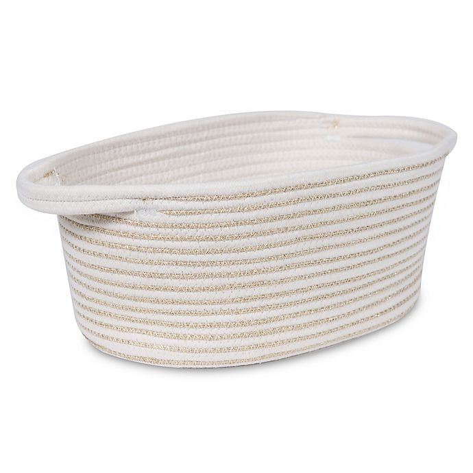 slide 3 of 3, Taylor Madison Designs Oval Cotton Rope Nursery Bin - Gold/Natural, 1 ct