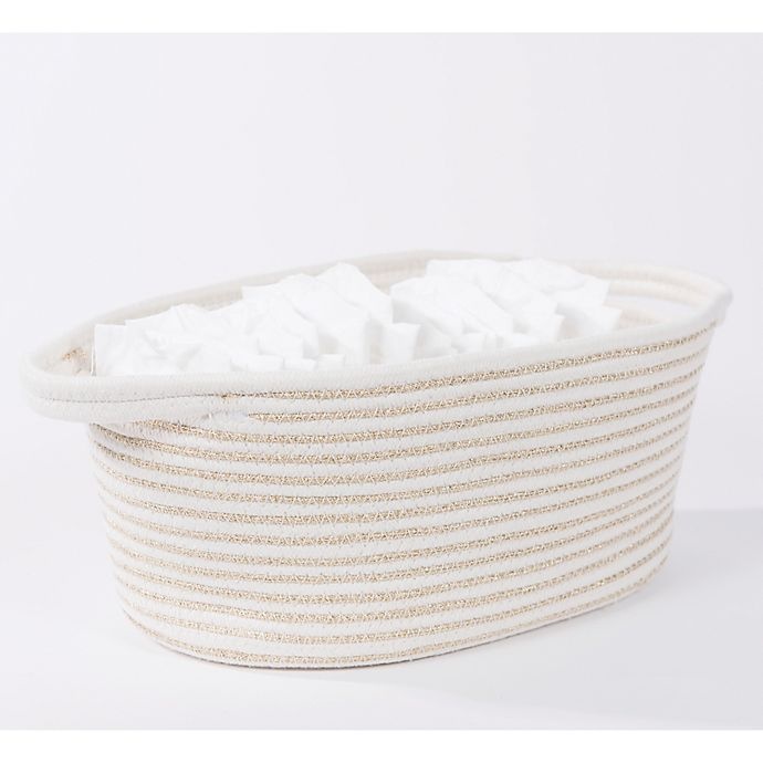 slide 1 of 3, Taylor Madison Designs Oval Cotton Rope Nursery Bin - Gold/Natural, 1 ct