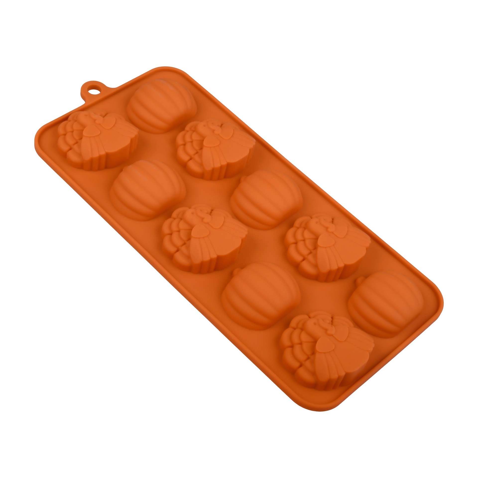 slide 4 of 4, Turkeys & Pumpkins Silicone Candy Mold By Makery, 4.07 in x 8.87 in x 0.59 in