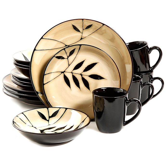 slide 1 of 2, Gibson Overseas Gibson Elite Midnight Palm Dinnerware Set, 16 ct