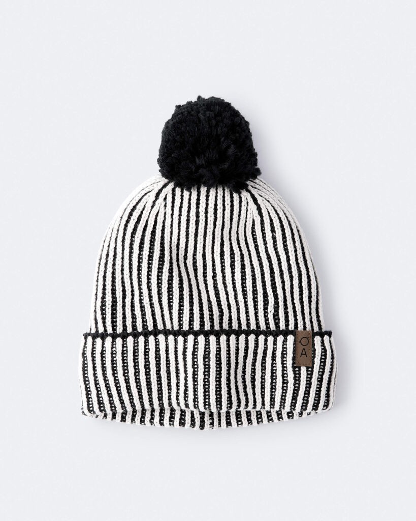 slide 6 of 7, Otteravenue Toddler Striped Pom Pom Beanie - Black/White Black/White 2T-4T, 1 ct
