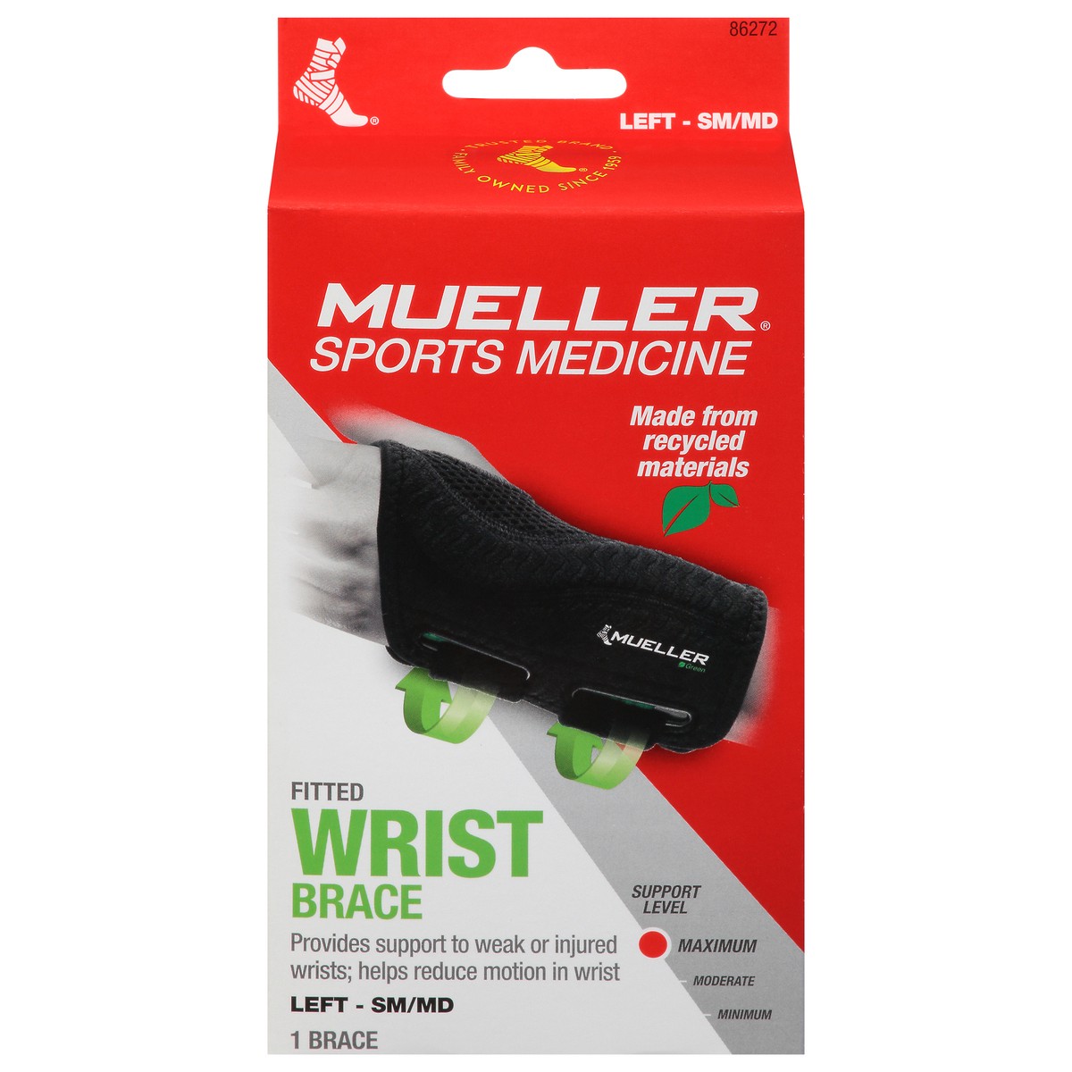 slide 10 of 10, Mueller Small/Medium Maximum Right Fitted Wrist Brace 1 ea Box, 1 ct