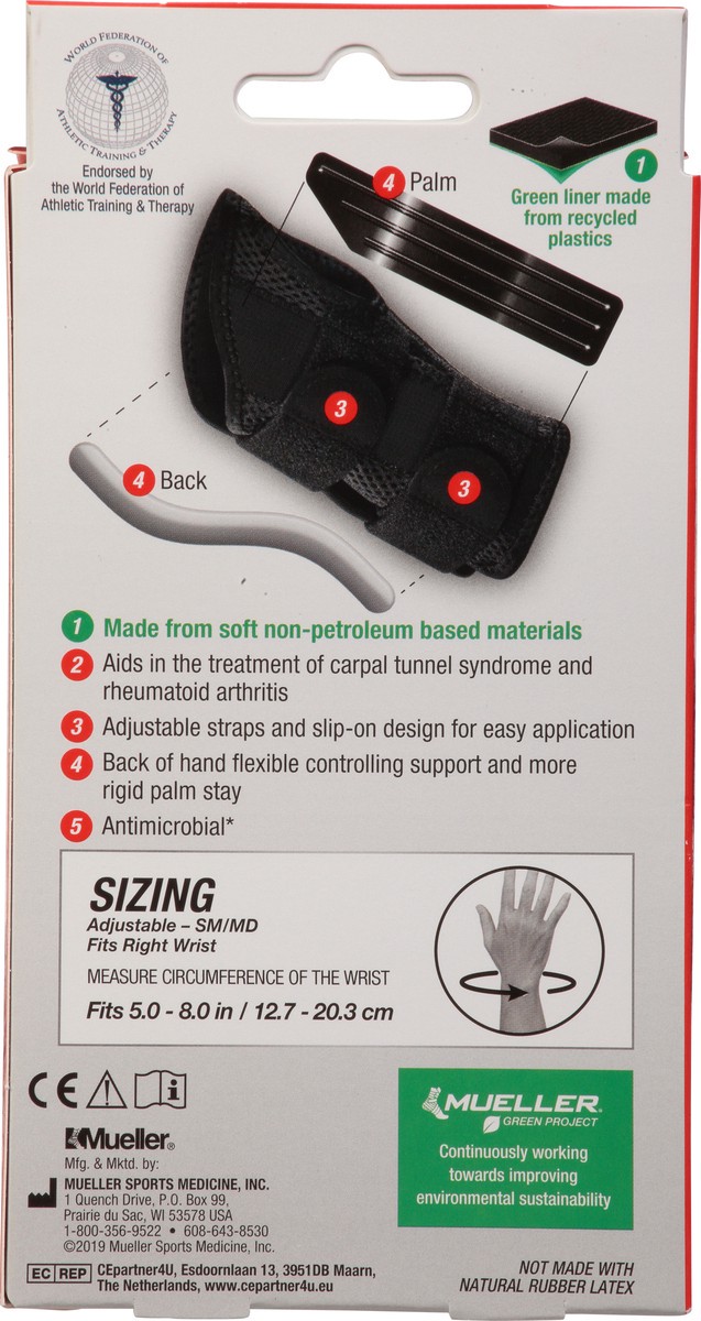 slide 9 of 10, Mueller Small/Medium Maximum Right Fitted Wrist Brace 1 ea Box, 1 ct