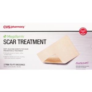 slide 1 of 1, CVS Health Mepiform Scar Treatment Trim-To-Fit Dressings 4in X 7.2in, 2 ct