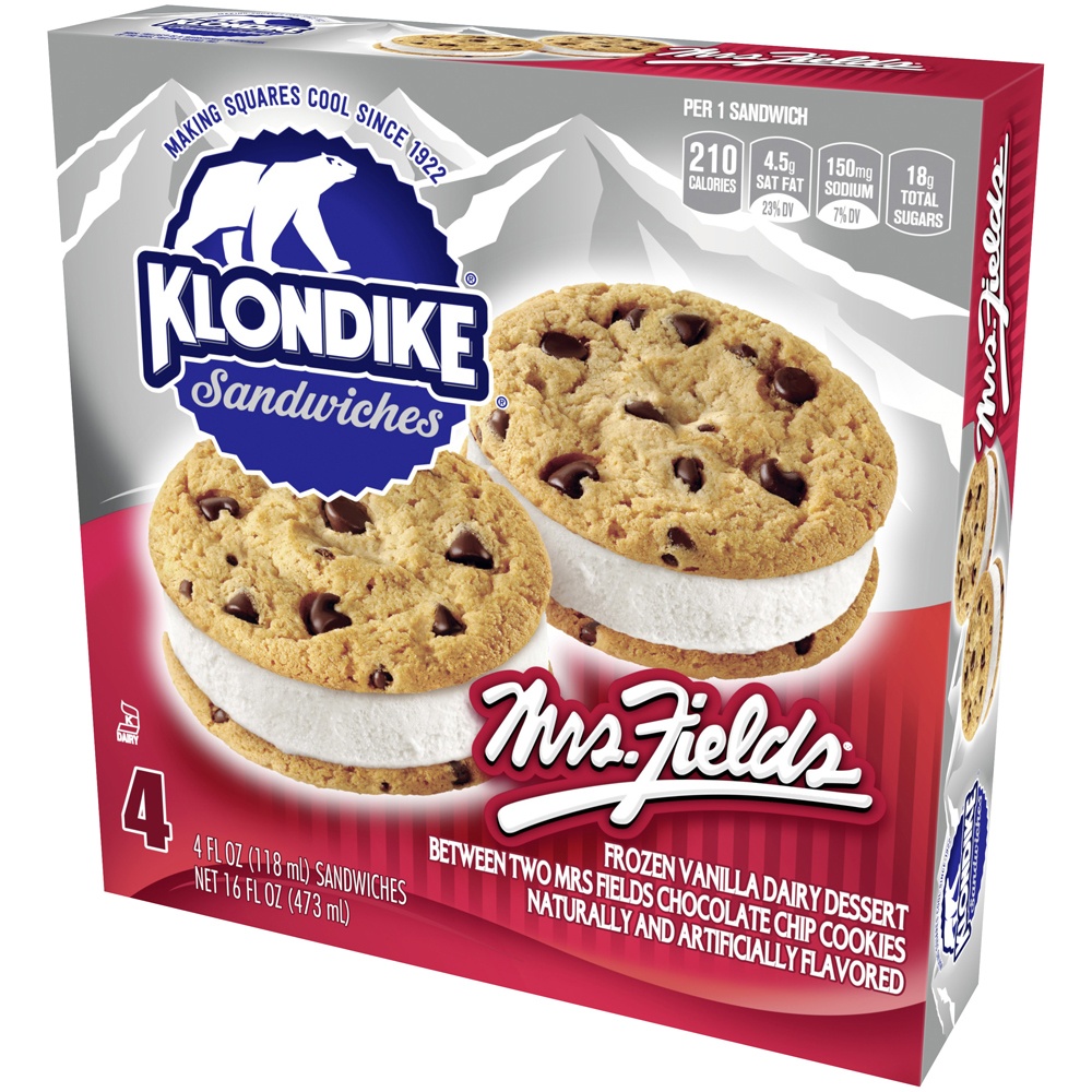 slide 3 of 5, Klondike Mrs Fields Cookie Sandwich Ice Cream, 4 ct; 4 oz