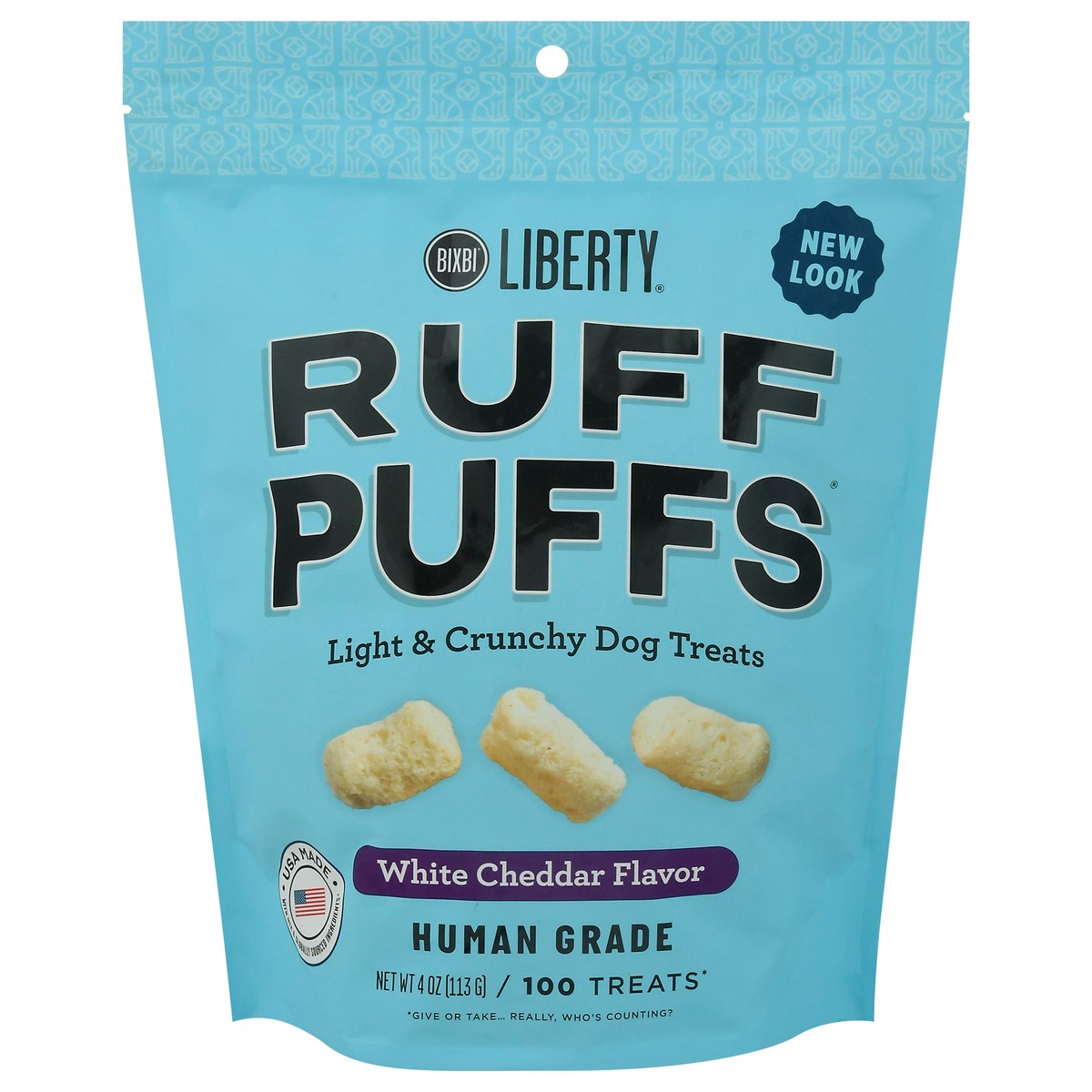 slide 1 of 9, Liberty Ruff Puffs White Cheddar Flavor Dog Treats 100 ea, 100 ct