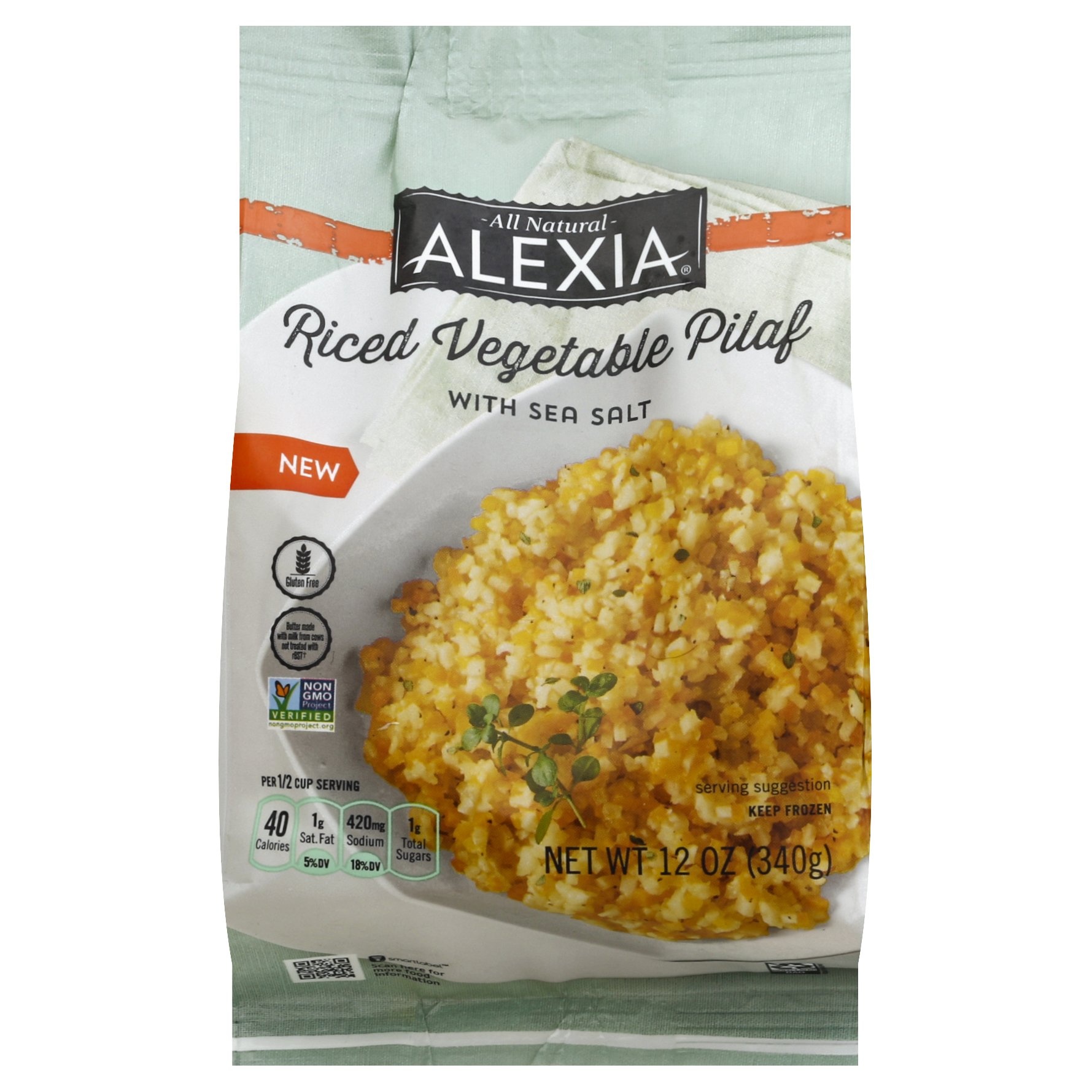 slide 1 of 1, Alexia All Natural Riced Vegetable Pilaf With Sea Salt, 12 oz