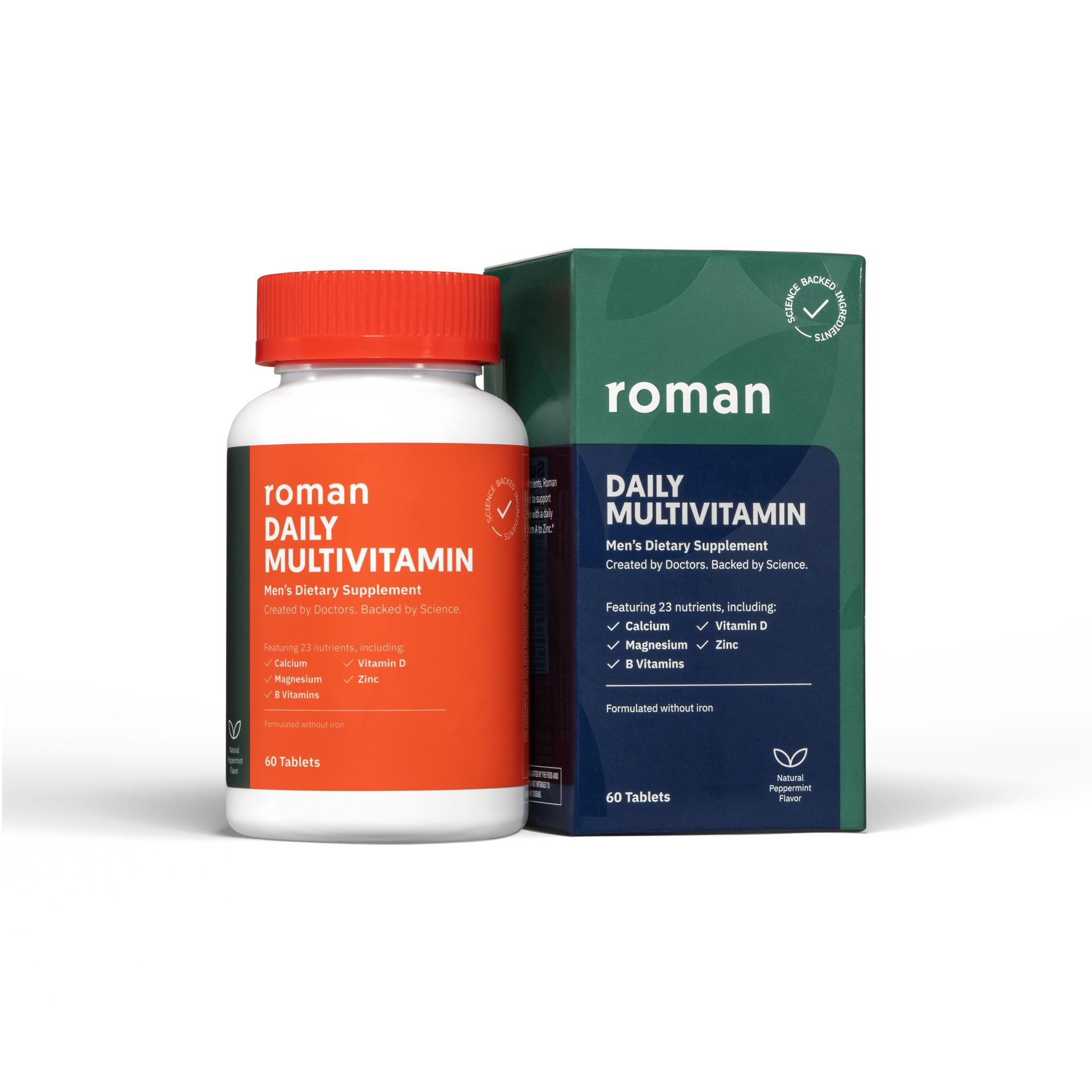 slide 2 of 2, Roman Men's Natural Peppermint Daily Multivitamin 60 Tablets, 60 ct