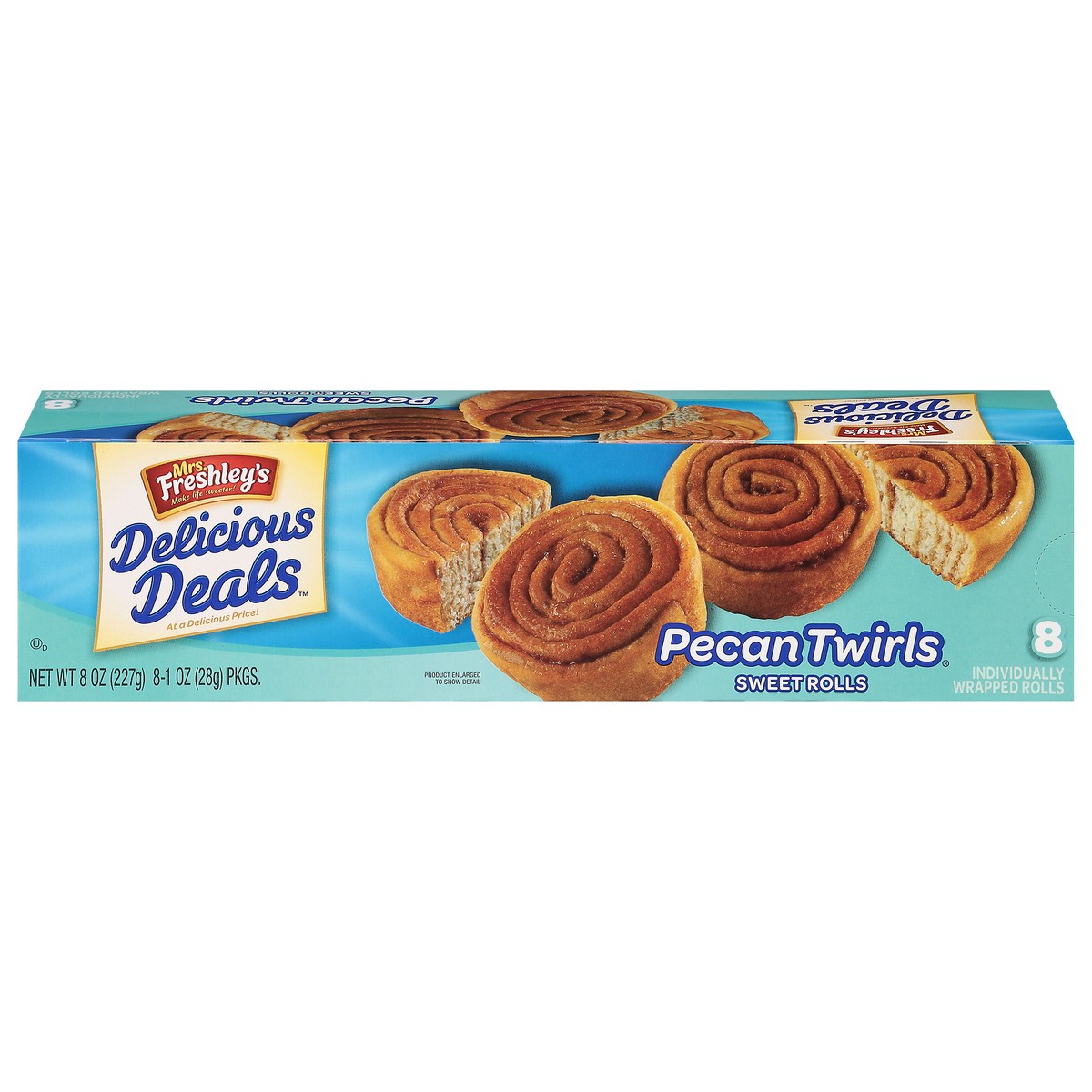 slide 10 of 13, Delicious Deals Pecan Twirls Sweet Rolls 8 - 1 oz Packages, 8 ct; 1 oz