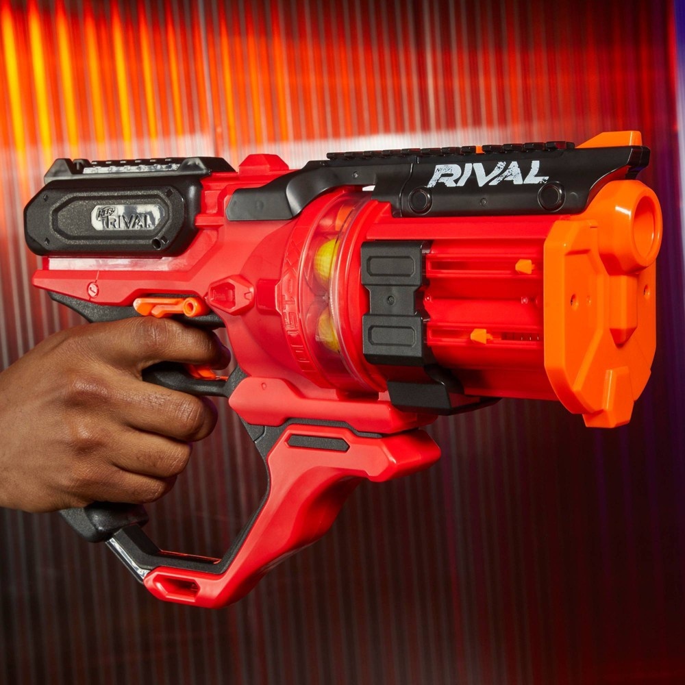 slide 4 of 5, Nerf Rival Roundhouse Xx-1500 Rotating Chamber Blaster - Red, 1 ct