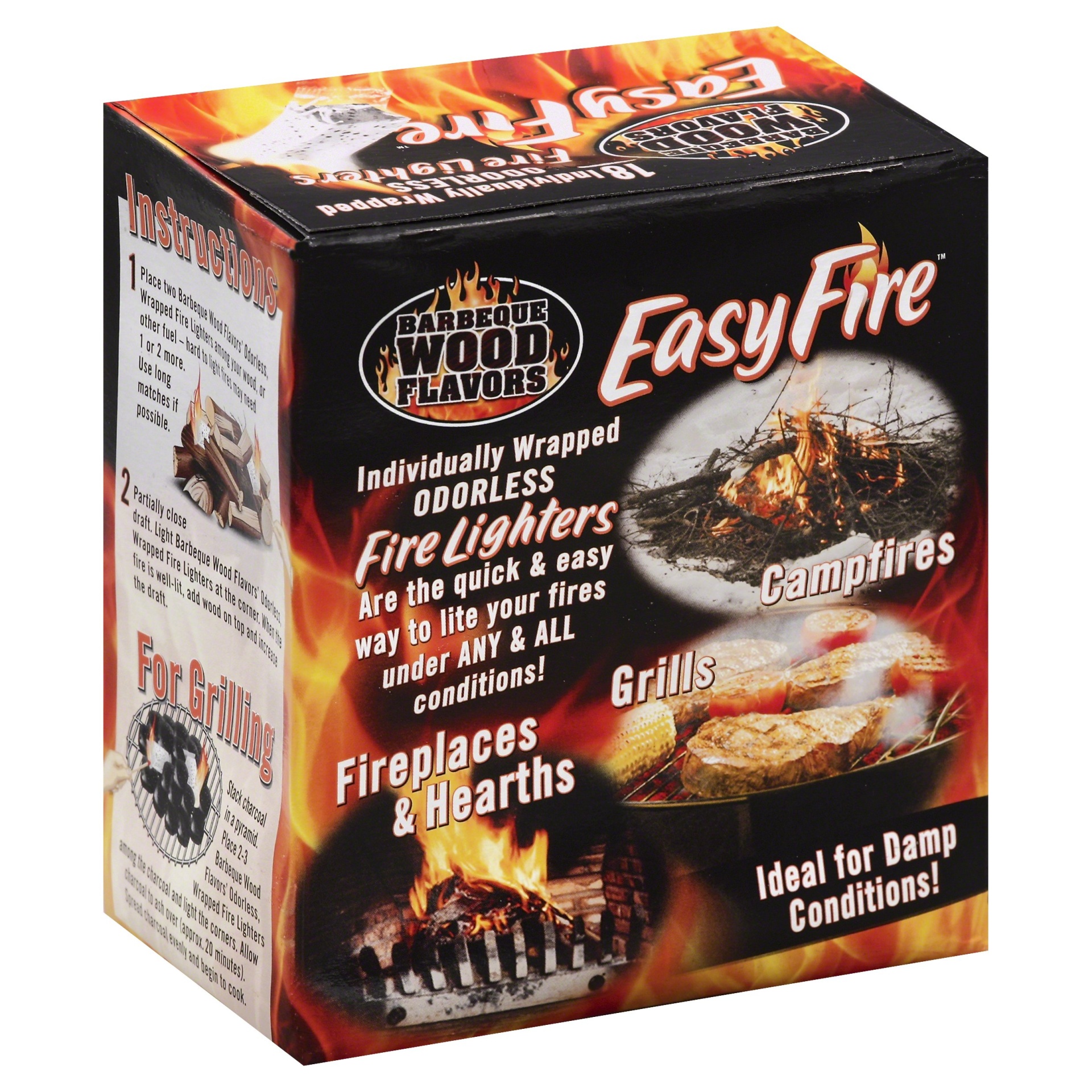 slide 1 of 4, Barbeque Wood Flavors Easy Fire Lighters, 18 ct