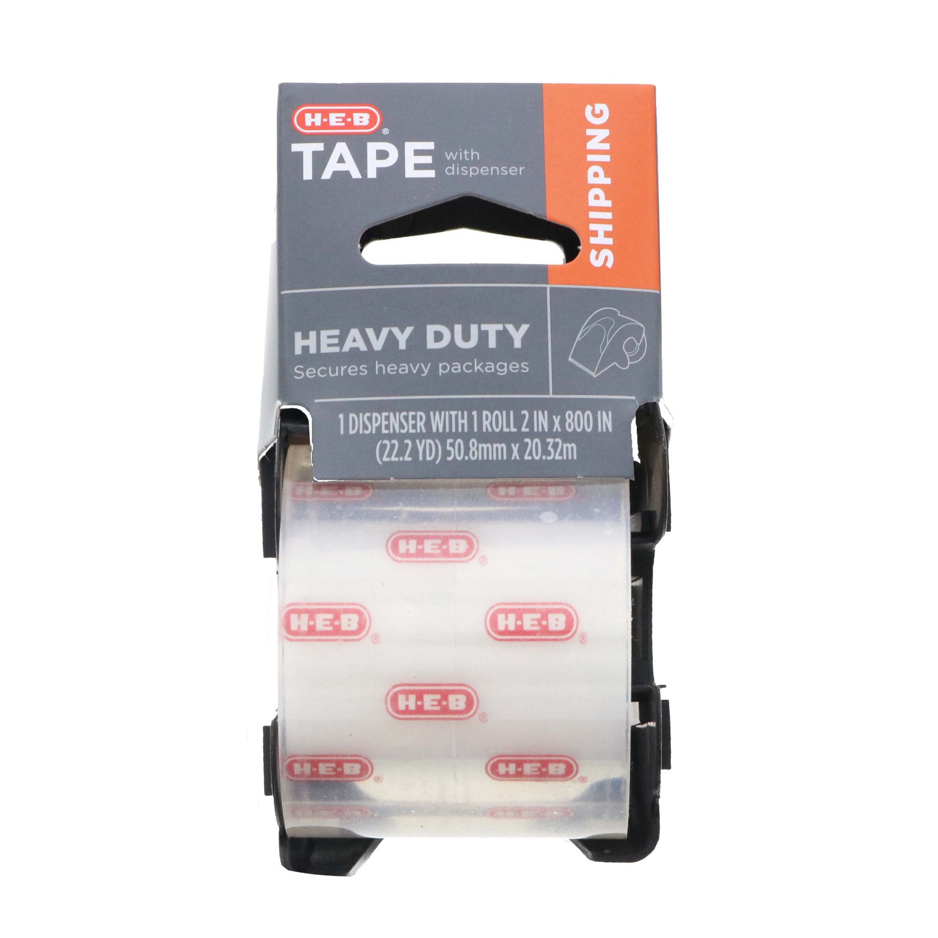 slide 1 of 1, H-E-B Heavy Duty Shipping Tape with Dispenser, 2 in x 800 in