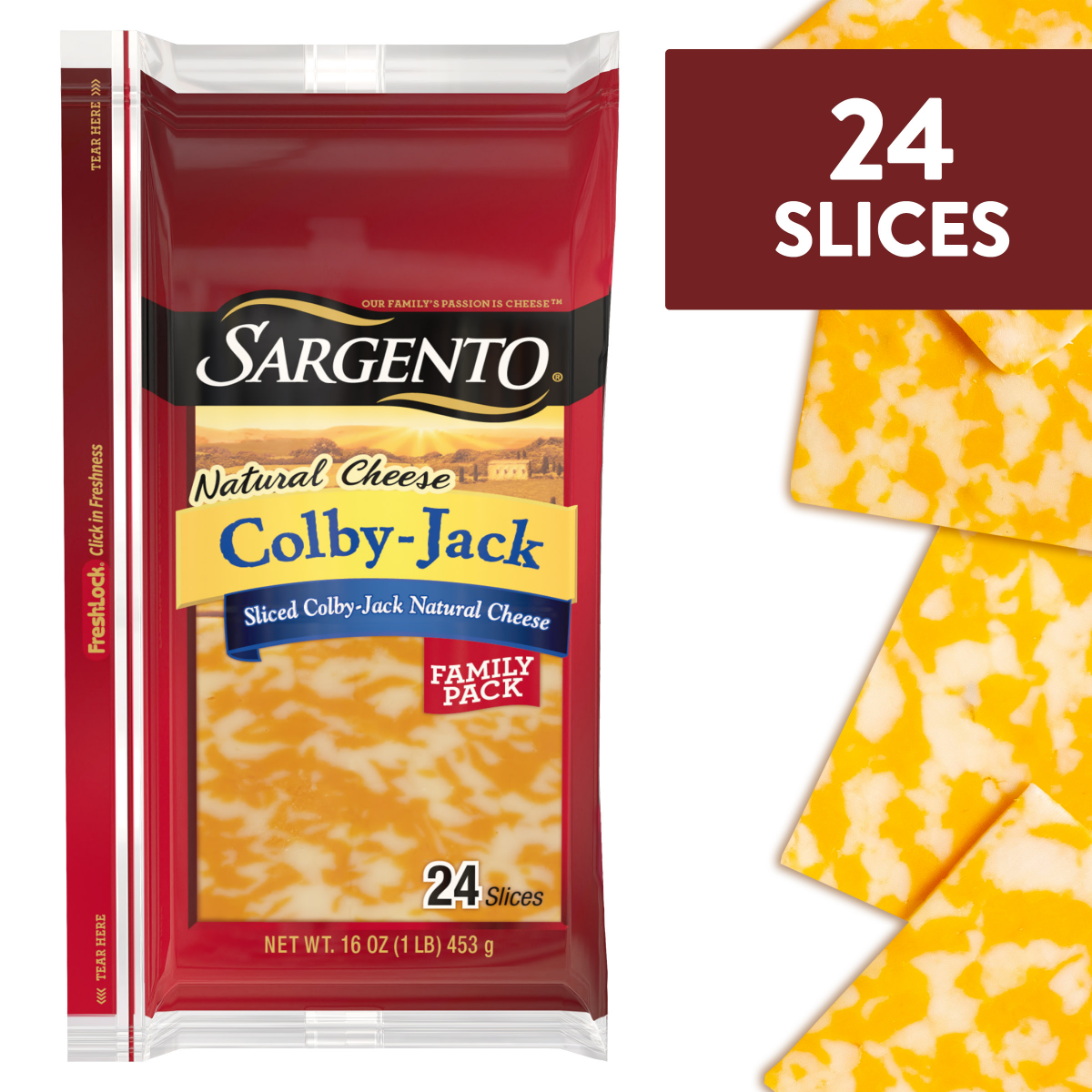 slide 1 of 13, Sargento Sliced Colby-Jack Natural Cheese, 16 oz., 24 slices, 16 oz