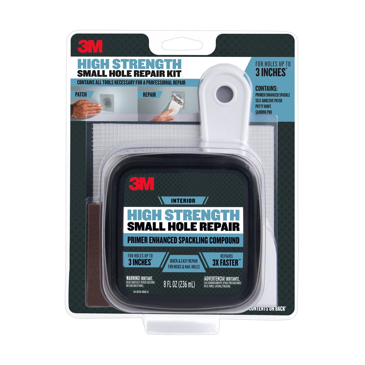 slide 1 of 13, 3M Hi Strength Small Hole Repair Kit, 1 ct