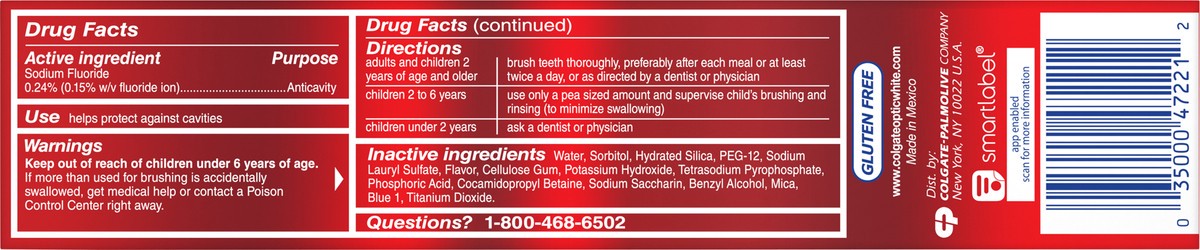 slide 4 of 7, Colgate Optic White Stain Fighter Teeth Whitening Toothpaste Gel, Fresh Mint Gel, 6 oz