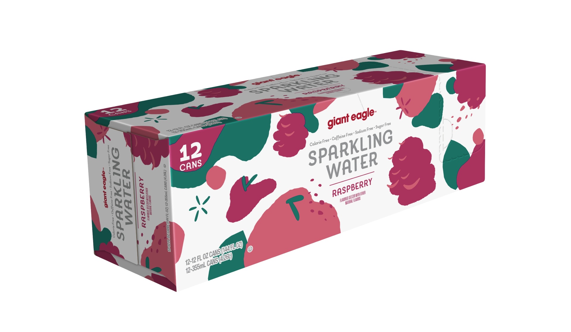 slide 1 of 1, Giant Eagle Raspberry Sparkling Seltzer Water - 12 ct; 12 fl oz, 12 ct; 12 fl oz