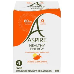 Aspire Healthy Mango Lemonade Energy Drink 4 - 12 fl oz Cans