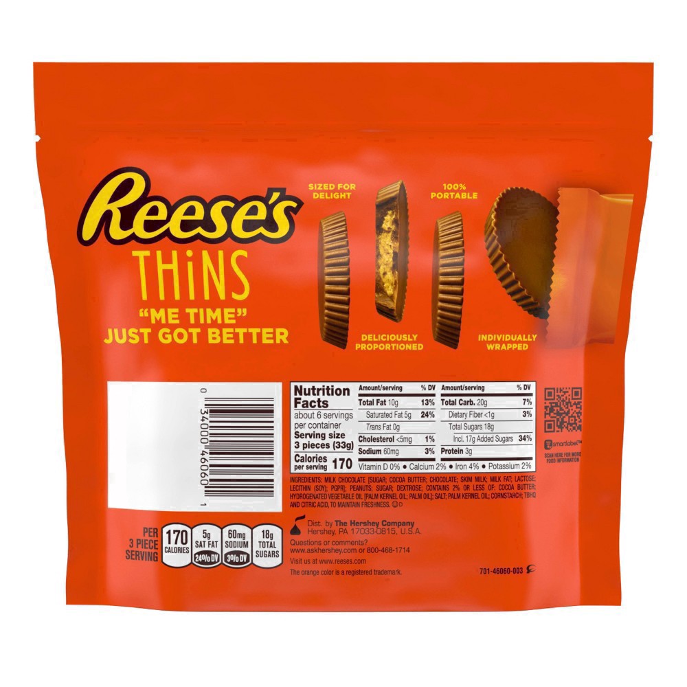 slide 6 of 92, Reese's Thins Peanut Butter Cups Milk Chocolate, 7.37 oz