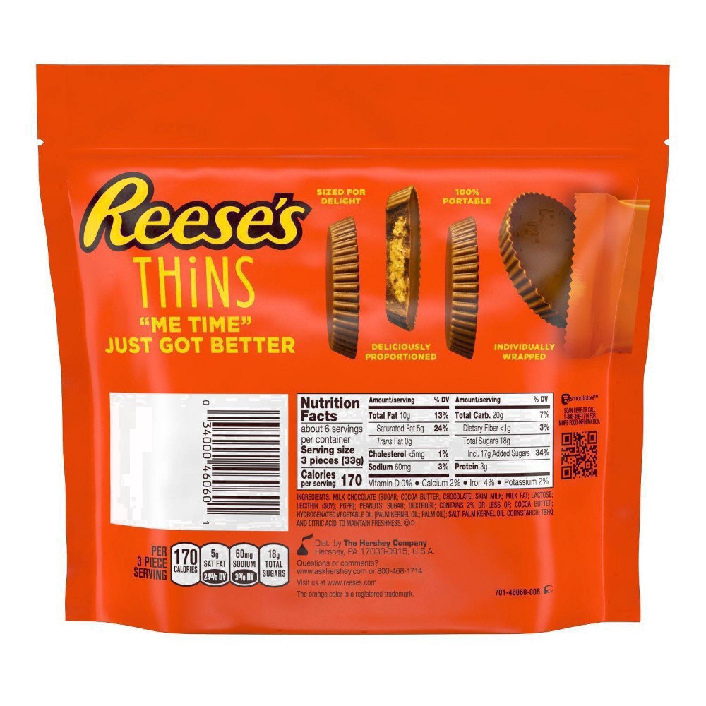 slide 4 of 92, Reese's Thins Peanut Butter Cups Milk Chocolate, 7.37 oz