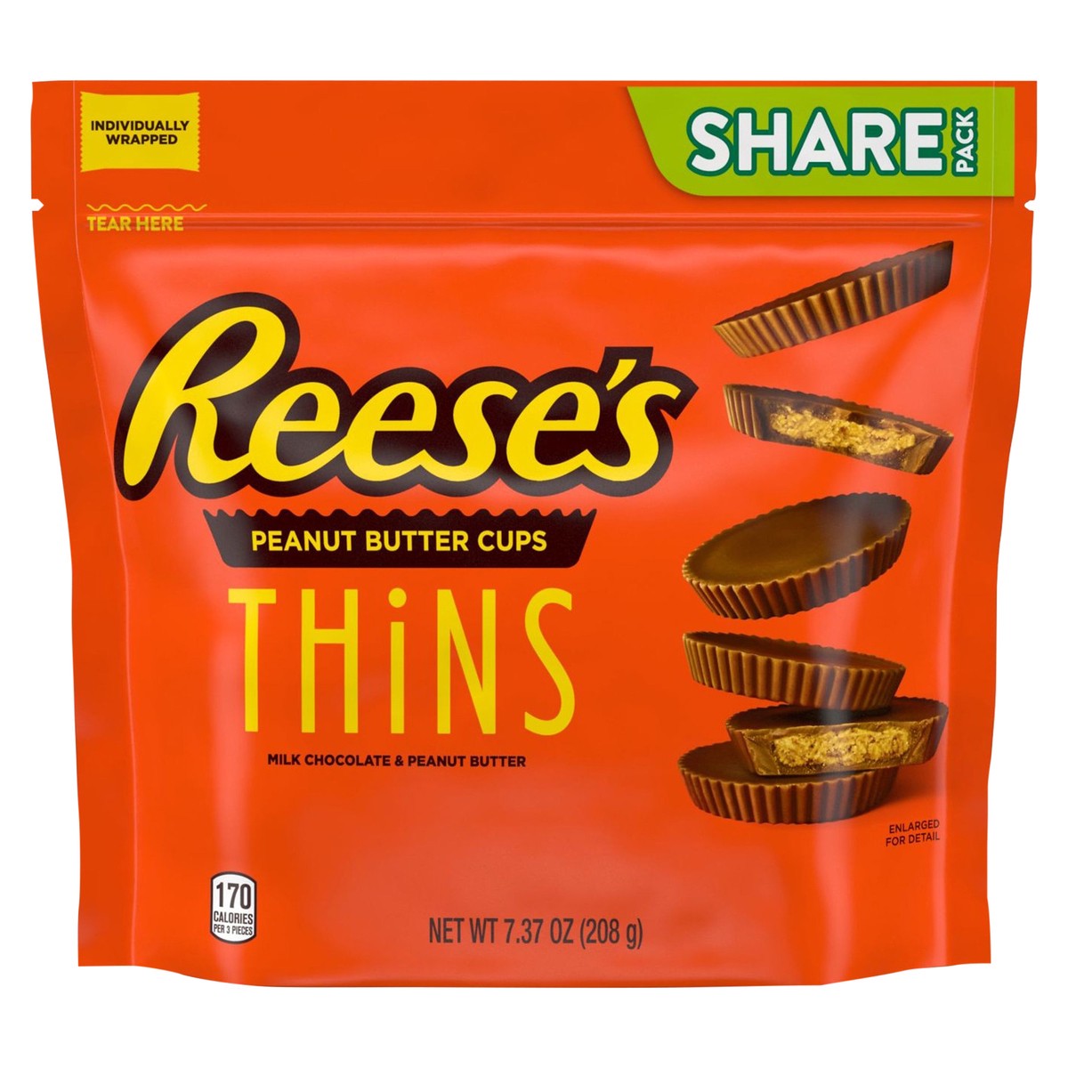 slide 1 of 92, Reese's Thins Peanut Butter Cups Milk Chocolate, 7.37 oz