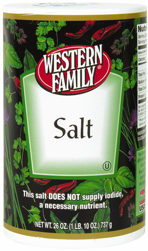 slide 1 of 1, Western Family Salt, 26 oz