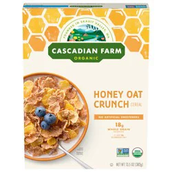 Cascadian Farm Honey Oat Crunch Organic Cereal, Made with Whole Grain, 13.5 oz
