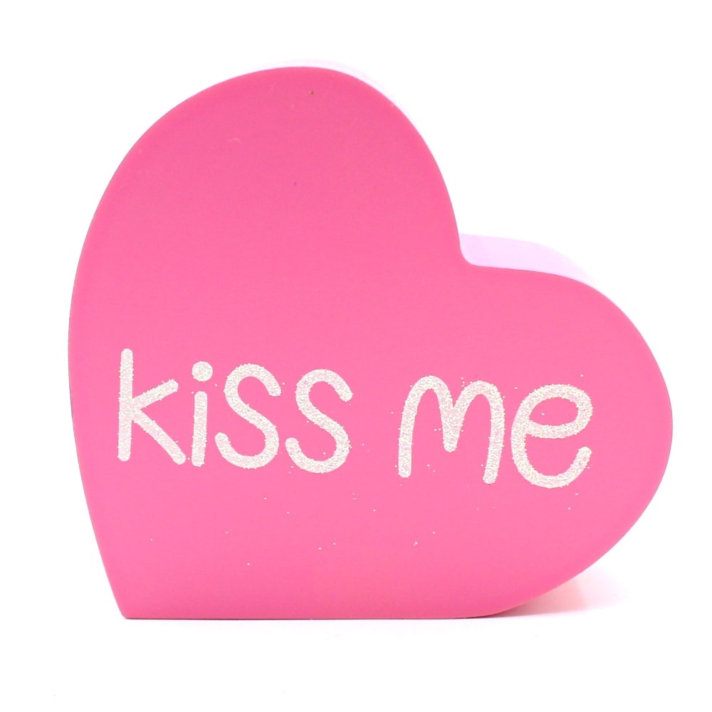 slide 1 of 1, Holiday Home Kiss Me Convo Heart - Pink, 4 in