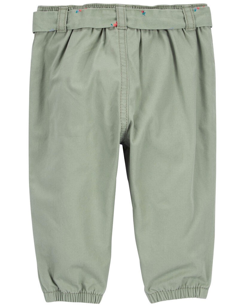 slide 2 of 3, Oshkosh Baby Belted Eyelet Joggers Olive Green 3M, 1 ct