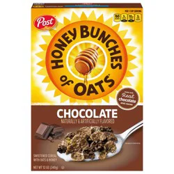 Post Honey Bunches of Oats Chocolate, Made with Whole Grain Cereal, Breakfast Cereal, 12oz Box