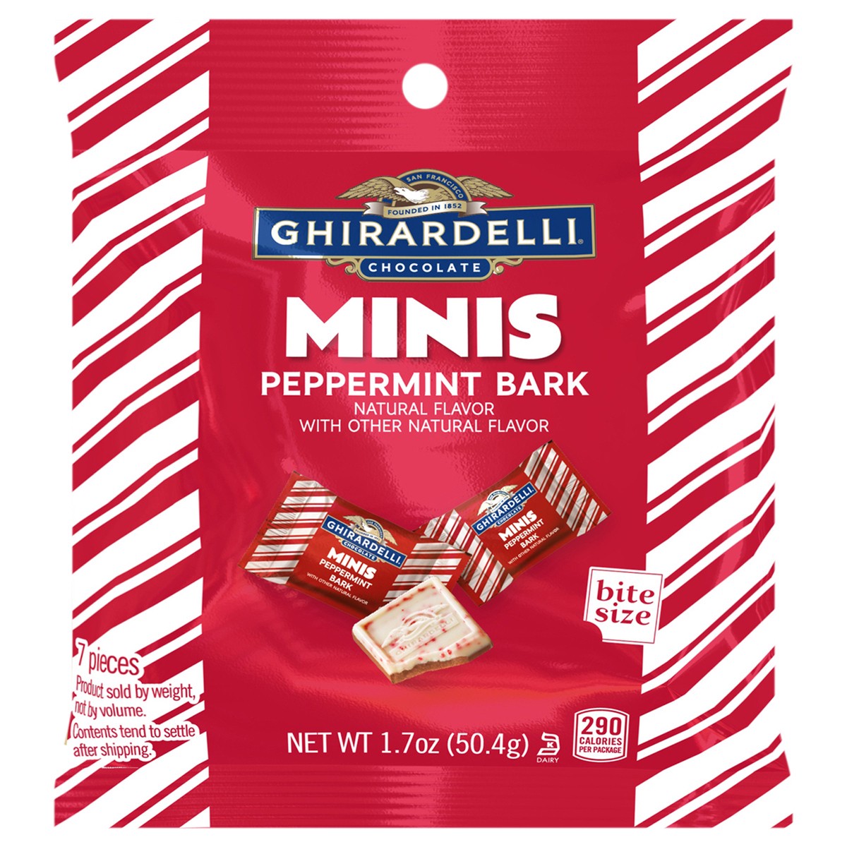 slide 1 of 14, Holiday - Ghirardelli Peppermint Bark Minis Pouch, 1 oz