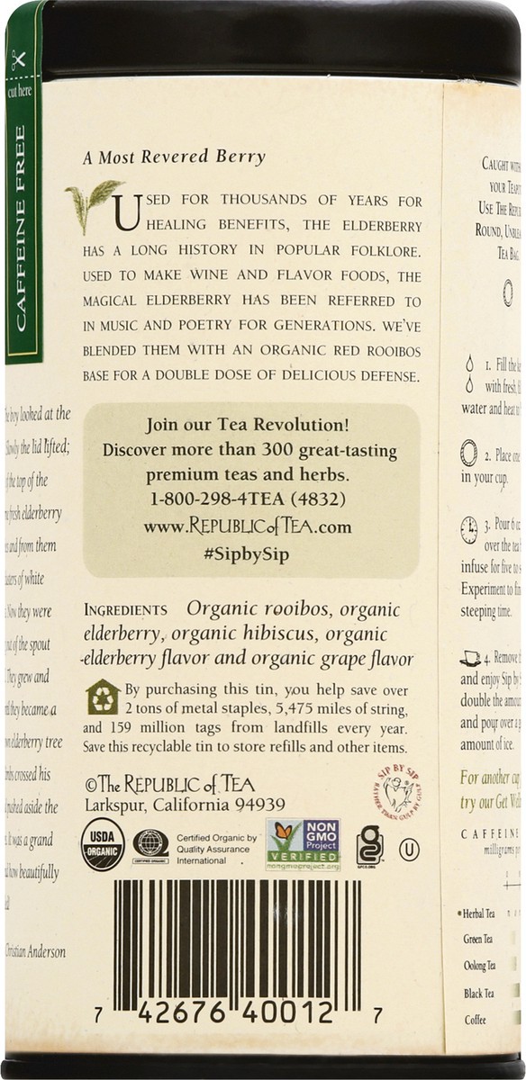 slide 8 of 9, The Republic of Tea Organic Elderberry Red Tea, 36 ct