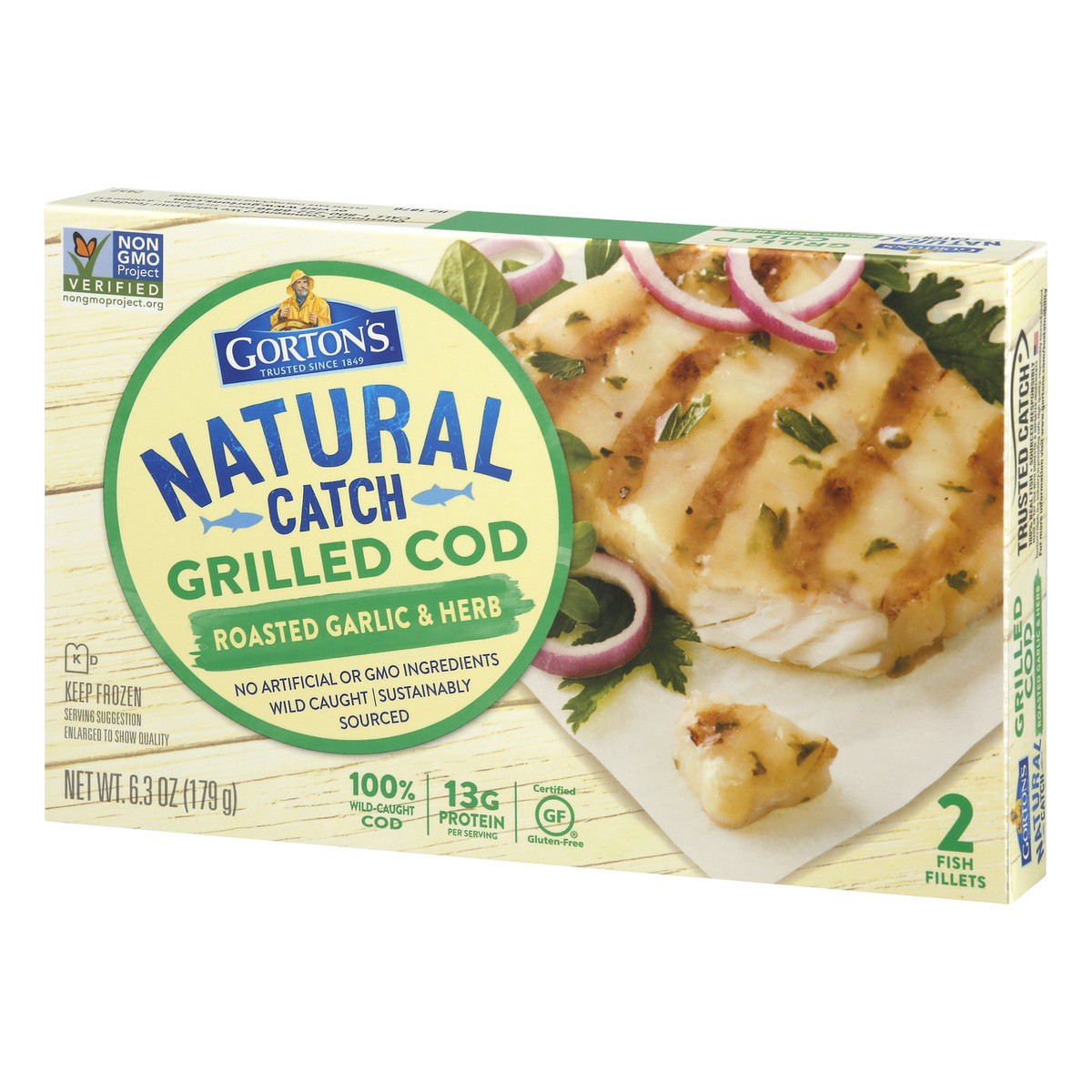 slide 3 of 9, Gorton's Grilled Roasted Garlic & Herb Cod, 6.3 oz