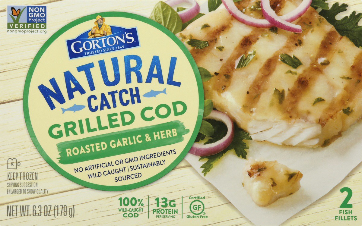 slide 6 of 9, Gorton's Grilled Roasted Garlic & Herb Cod, 6.3 oz