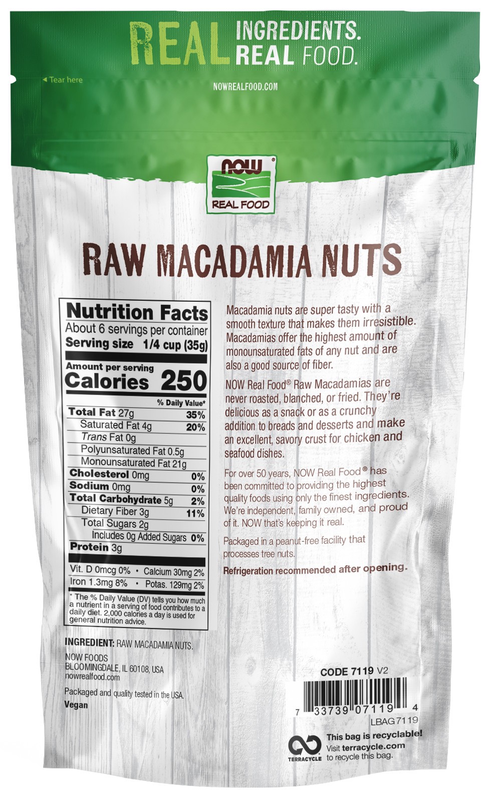 slide 3 of 3, NOW Natural Foods Macadamia Nuts, Raw & Unsalted - 8 oz., 8 oz