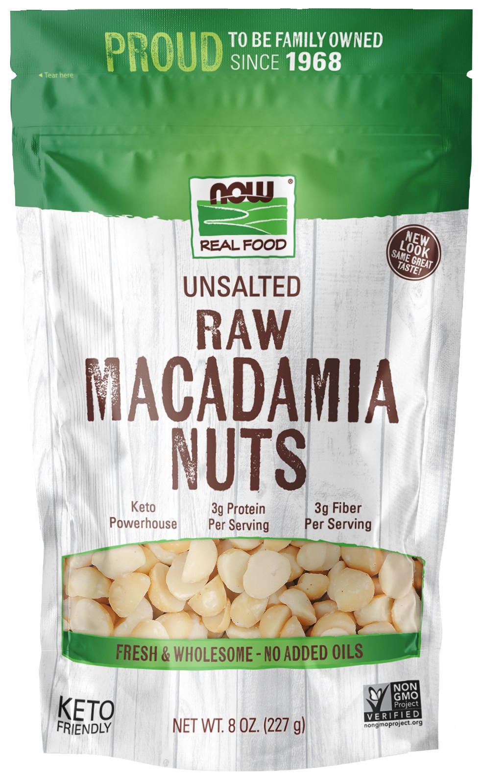 slide 1 of 3, NOW Natural Foods Macadamia Nuts, Raw & Unsalted - 8 oz., 8 oz