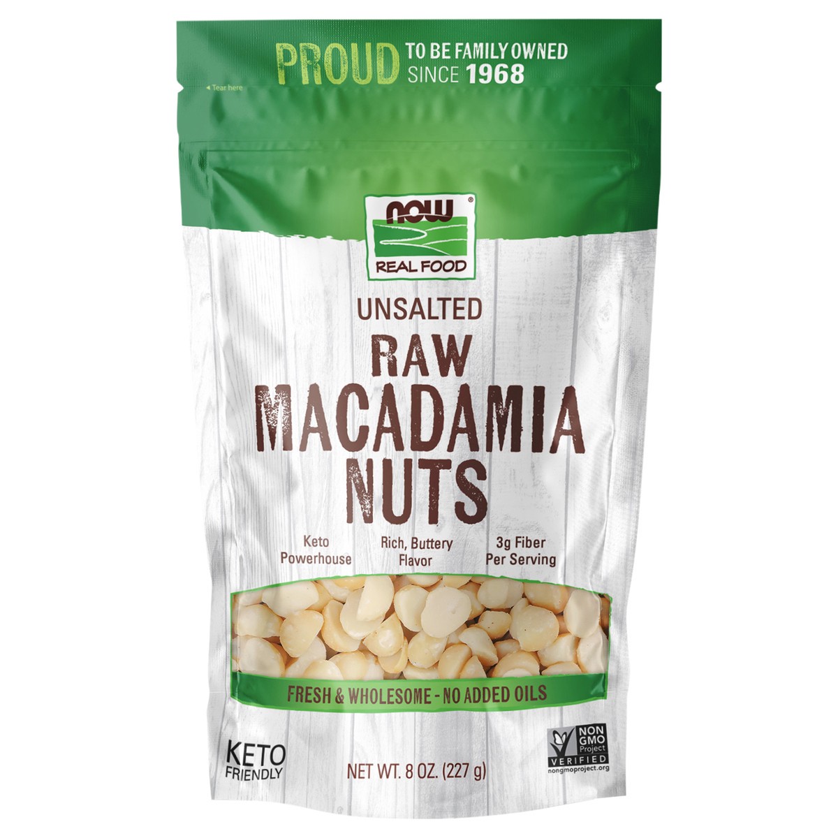 slide 1 of 3, NOW Natural Foods Macadamia Nuts, Raw & Unsalted- 8 oz, 8 oz