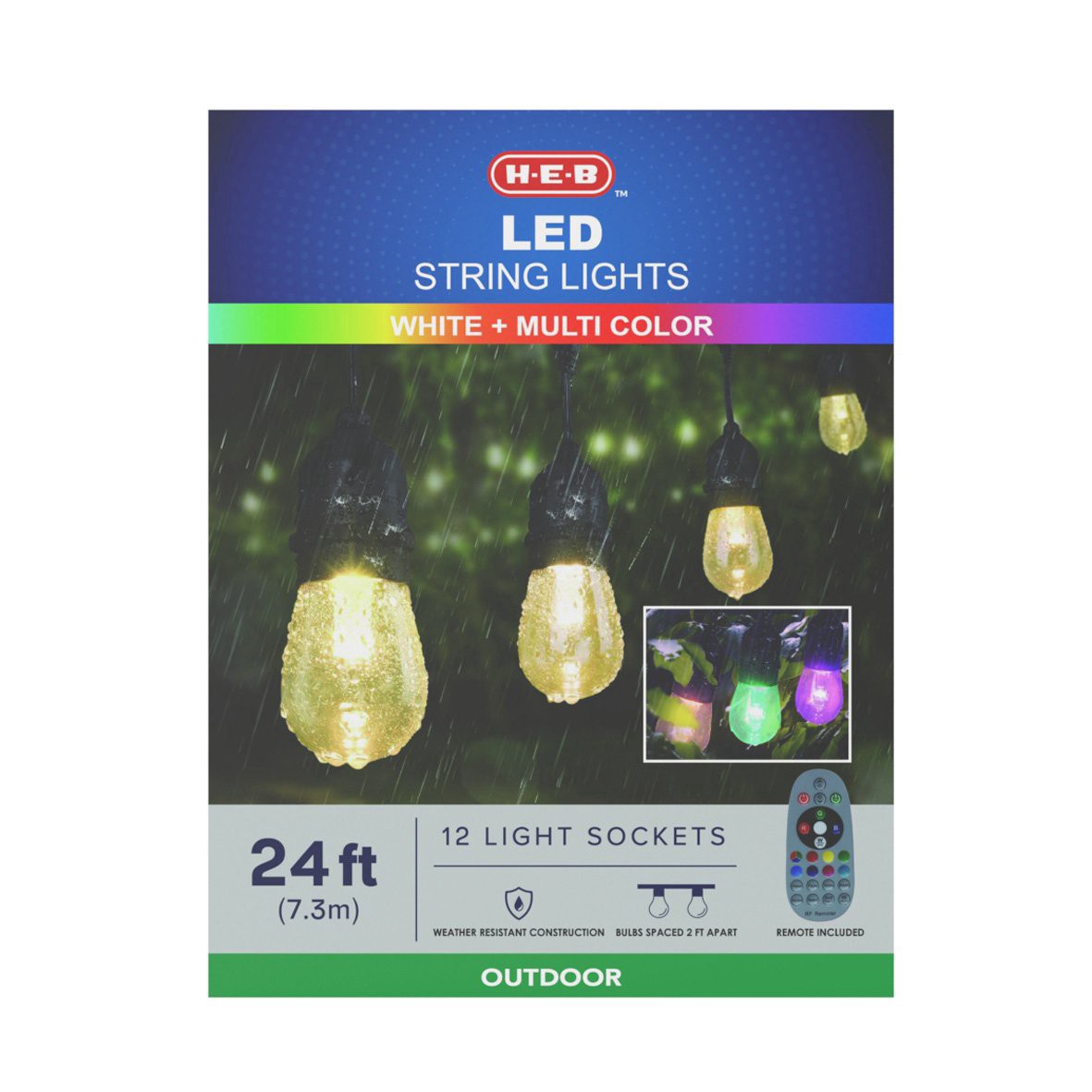 slide 1 of 1, HEB 24 Foot RGB High Definition String Lights, 1 ct