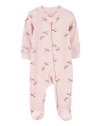 Carter's Baby Horse Print 2-Way Zip Ribbed Sleep & Play Pajamas - Pink
